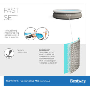 BESTWAY POOL FAST SET 366 X 76 CM GRÅ