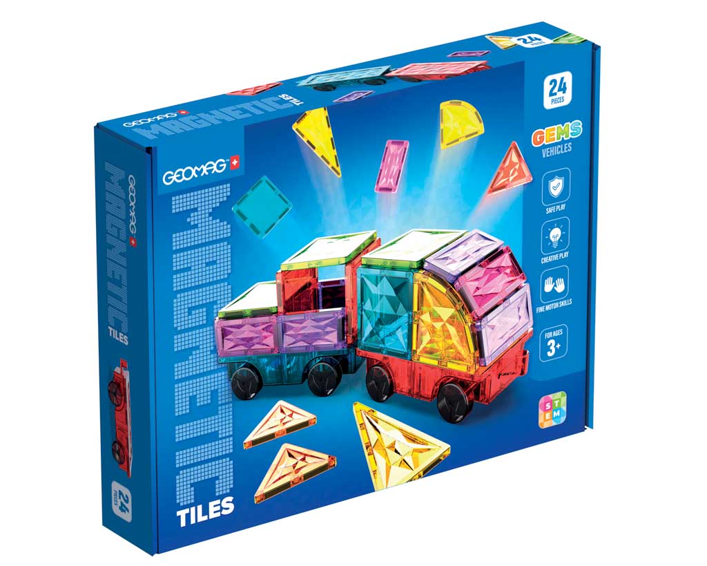 GEOMAG MAGNETIC TILES GEMS VEHICLES BYGGSATS