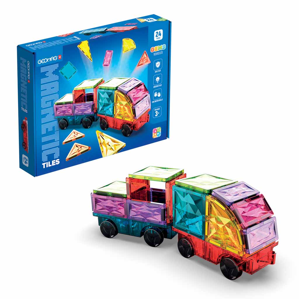 GEOMAG MAGNETIC TILES GEMS VEHICLES BYGGSATS