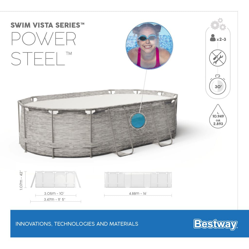 BESTWAY POOL POWER STEEL VISTA 488 X 305 X 107 CM