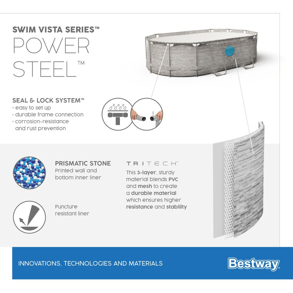 BESTWAY POOL POWER STEEL VISTA 488 X 305 X 107 CM