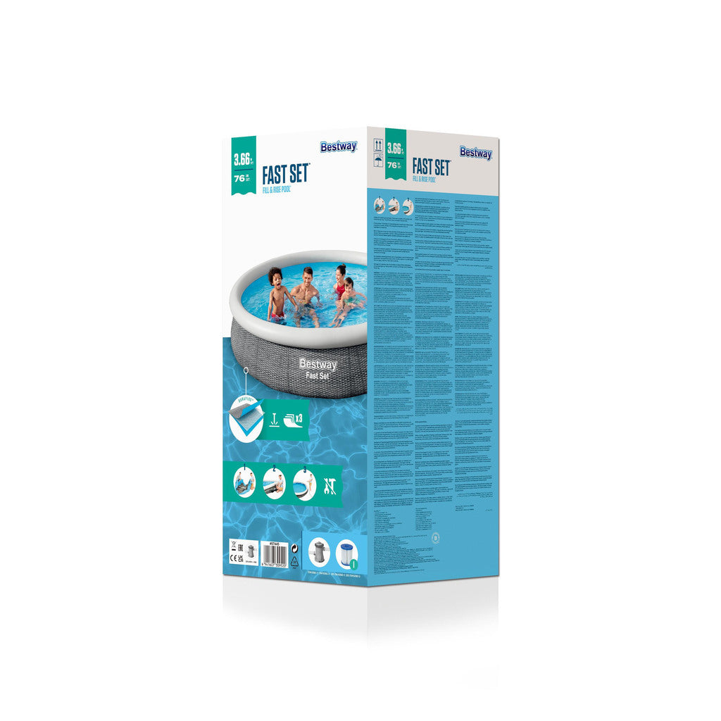 BESTWAY POOL FAST SET 366 X 76 CM GRÅ