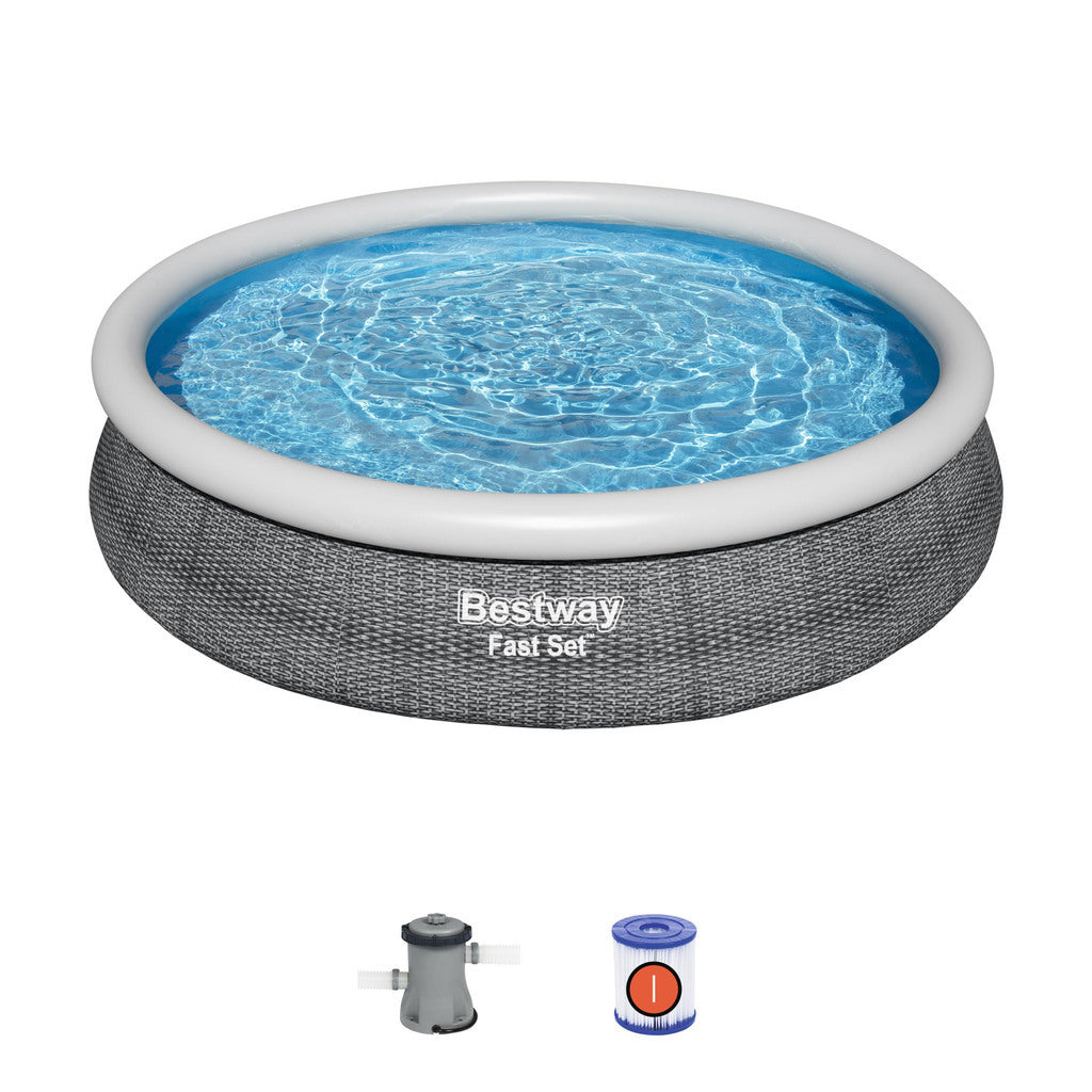 BESTWAY POOL FAST SET 366 X 76 CM GRÅ