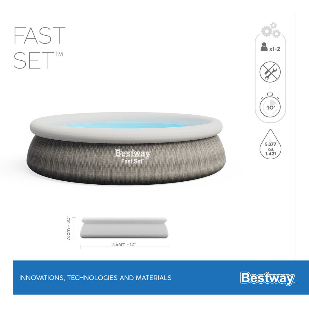 BESTWAY POOL FAST SET 366 X 76 CM GRÅ